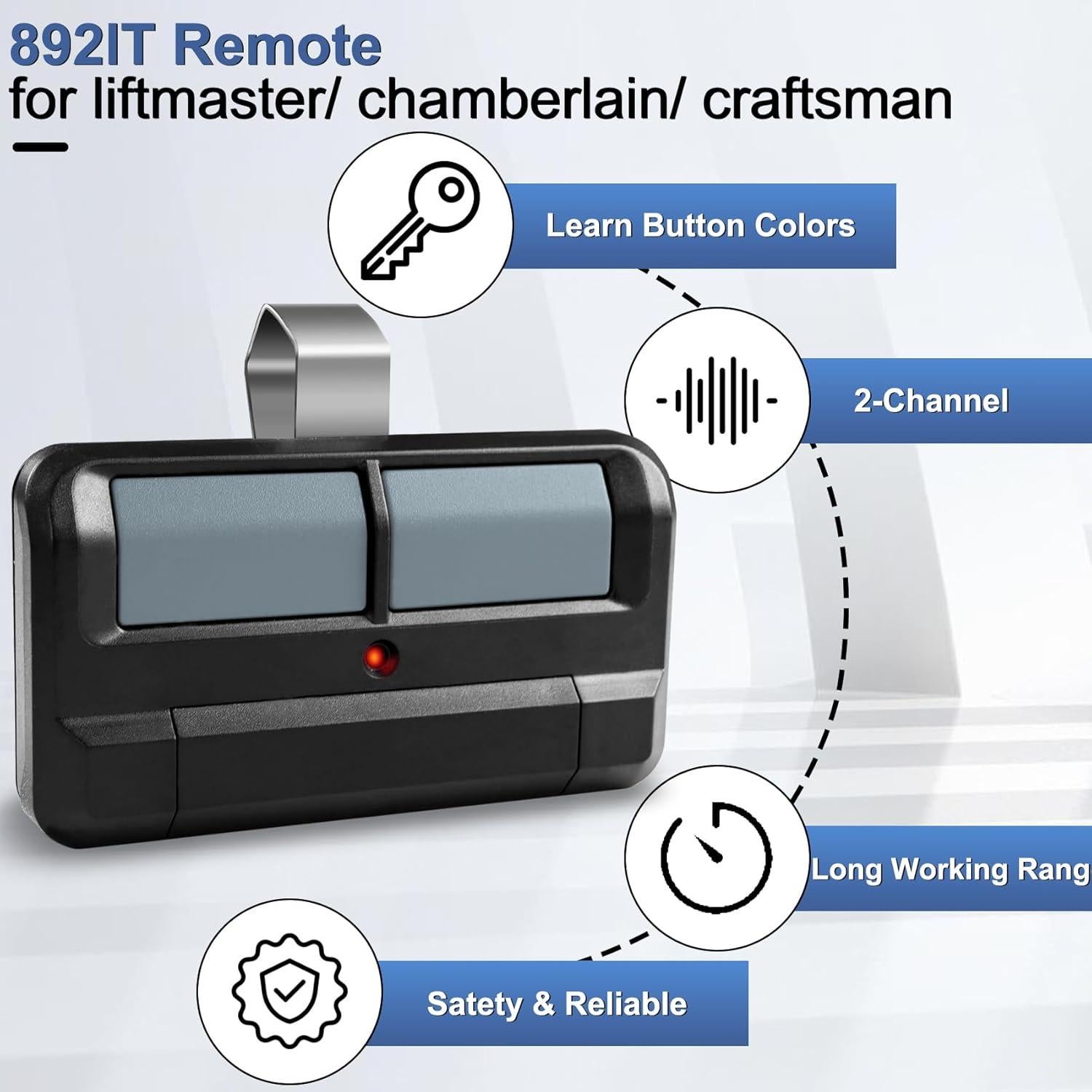 Control Remoto de Garaje Liftmaster 892LT 2 Botones Security+