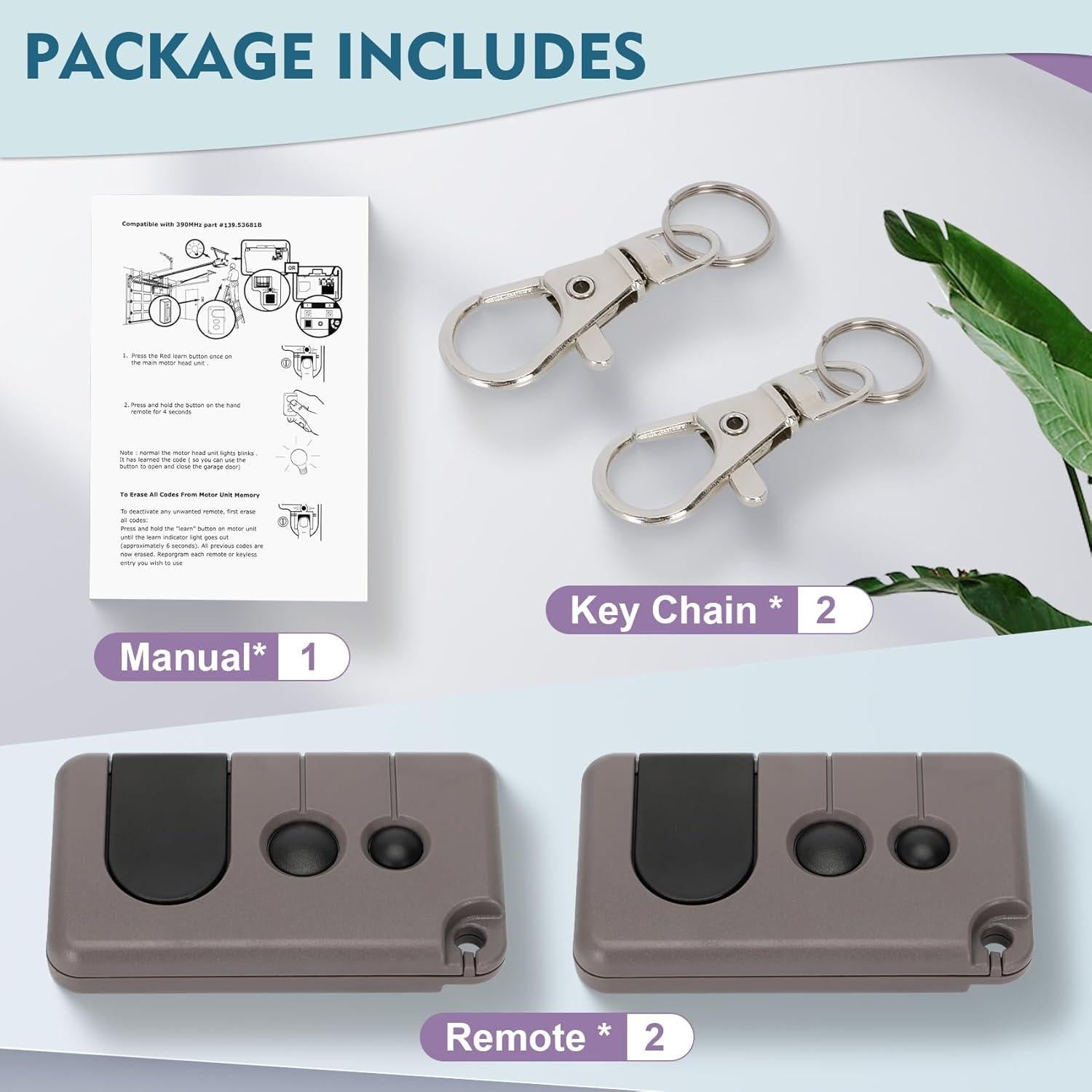 Control Remoto de Puerta de Garaje Cooouds 139.53753 - 2 Unidades