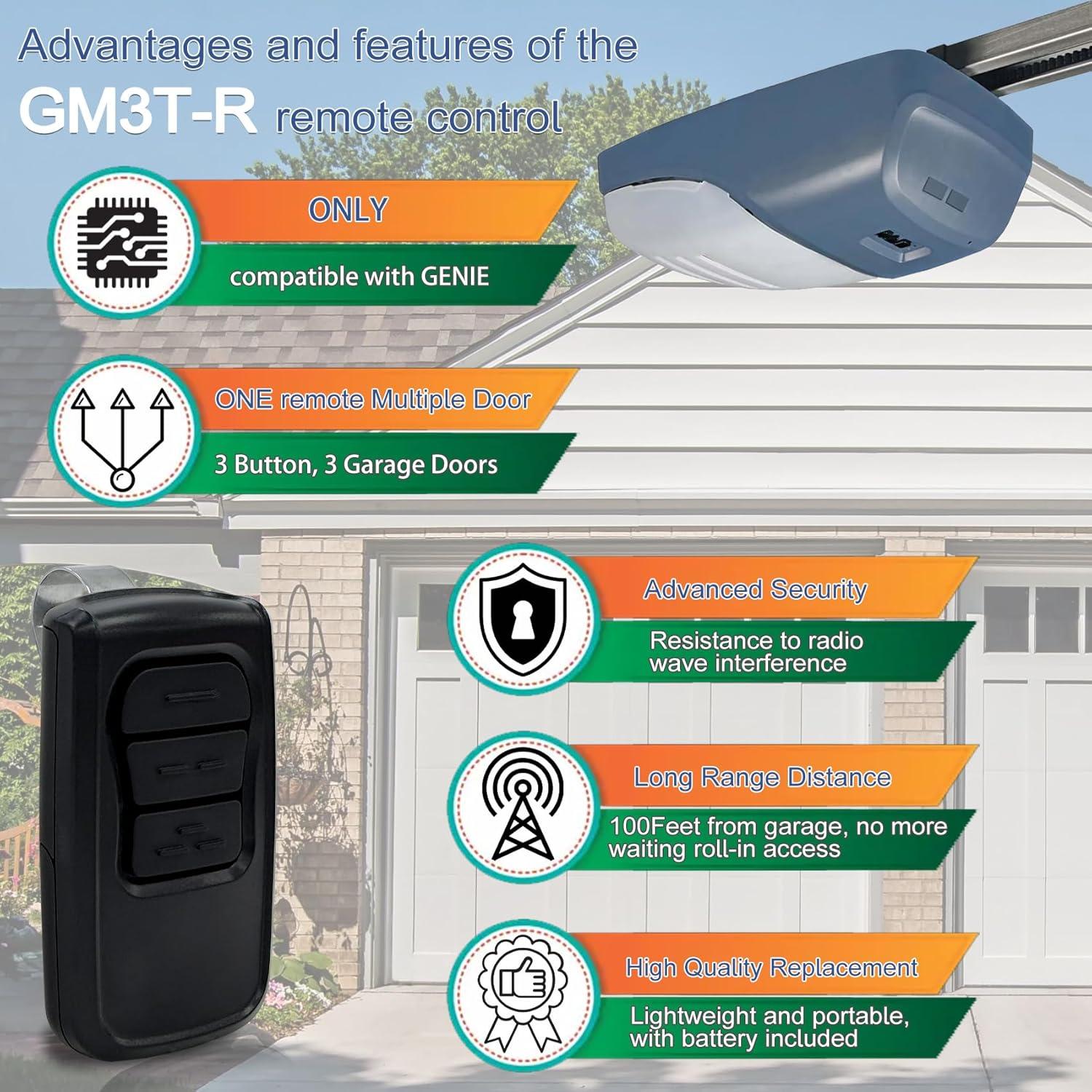 Control Remoto de Puerta de Garaje GM3T-R Xmnbl 3 Botones