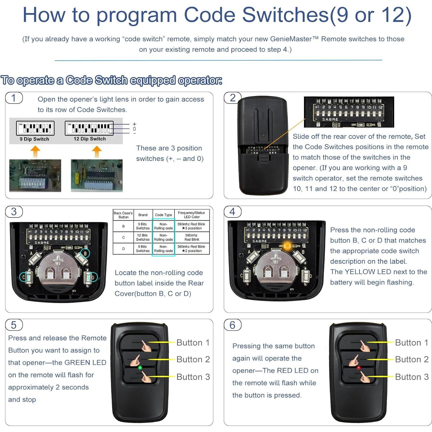 Control Remoto de Puerta de Garaje GM3T-R Xmnbl 3 Botones