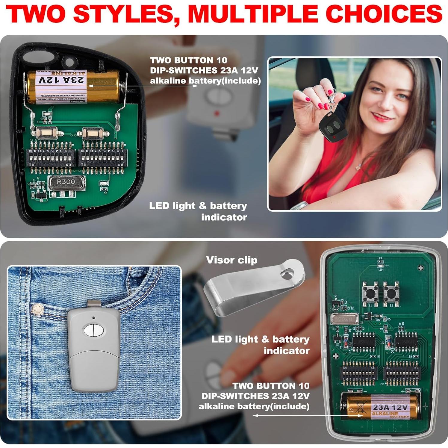 Control Remoto de Puerta de Garaje Kingdder 2 Pcs 300MHz