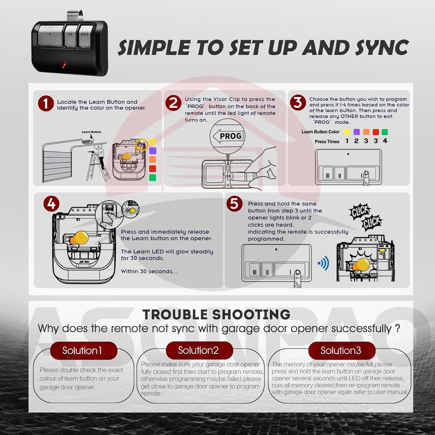 Control Remoto Universal LiftMaster 893Max para Garaje 2 Piezas