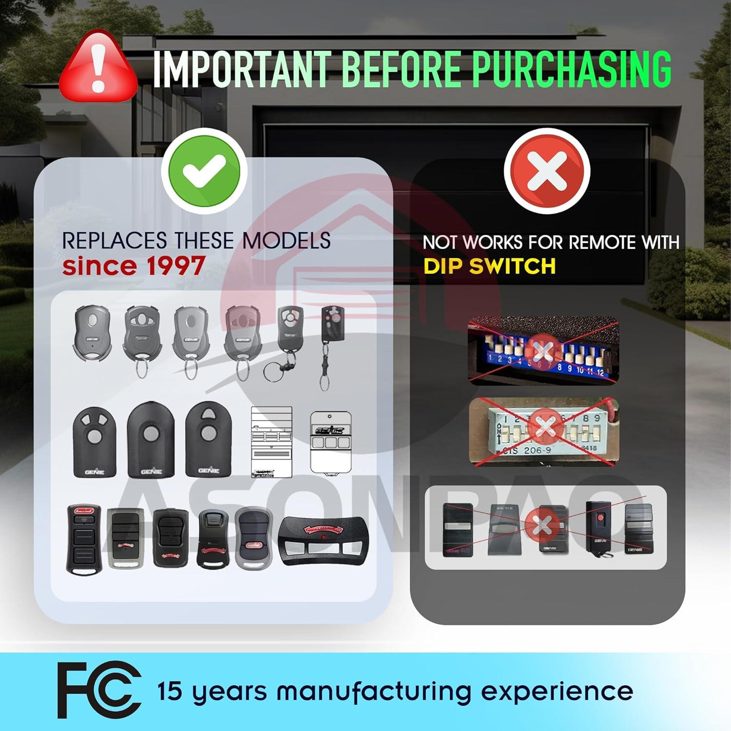 Control Remoto Genie G3T-R para Puerta de Garaje - 50m