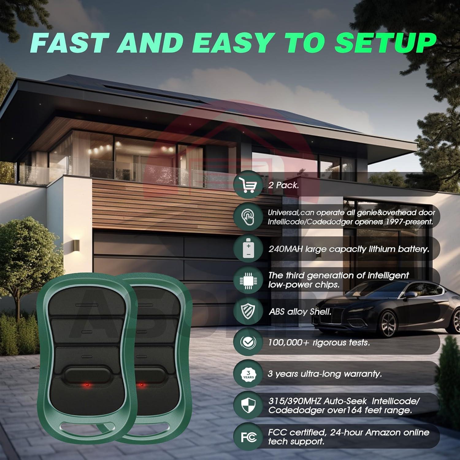 Control Remoto Genie G3T-R para Puerta de Garaje - 50m