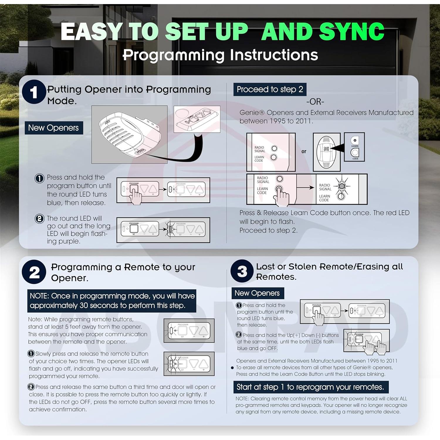 Control Remoto Genie G3T-R para Puerta de Garaje - 50m