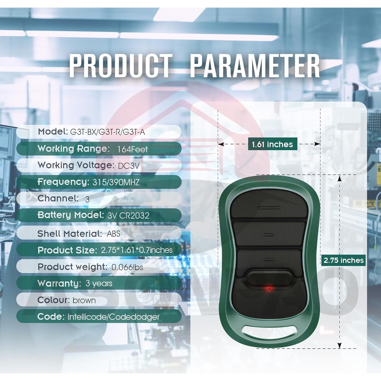 Control Remoto Genie G3T-R para Puerta de Garaje - 50m