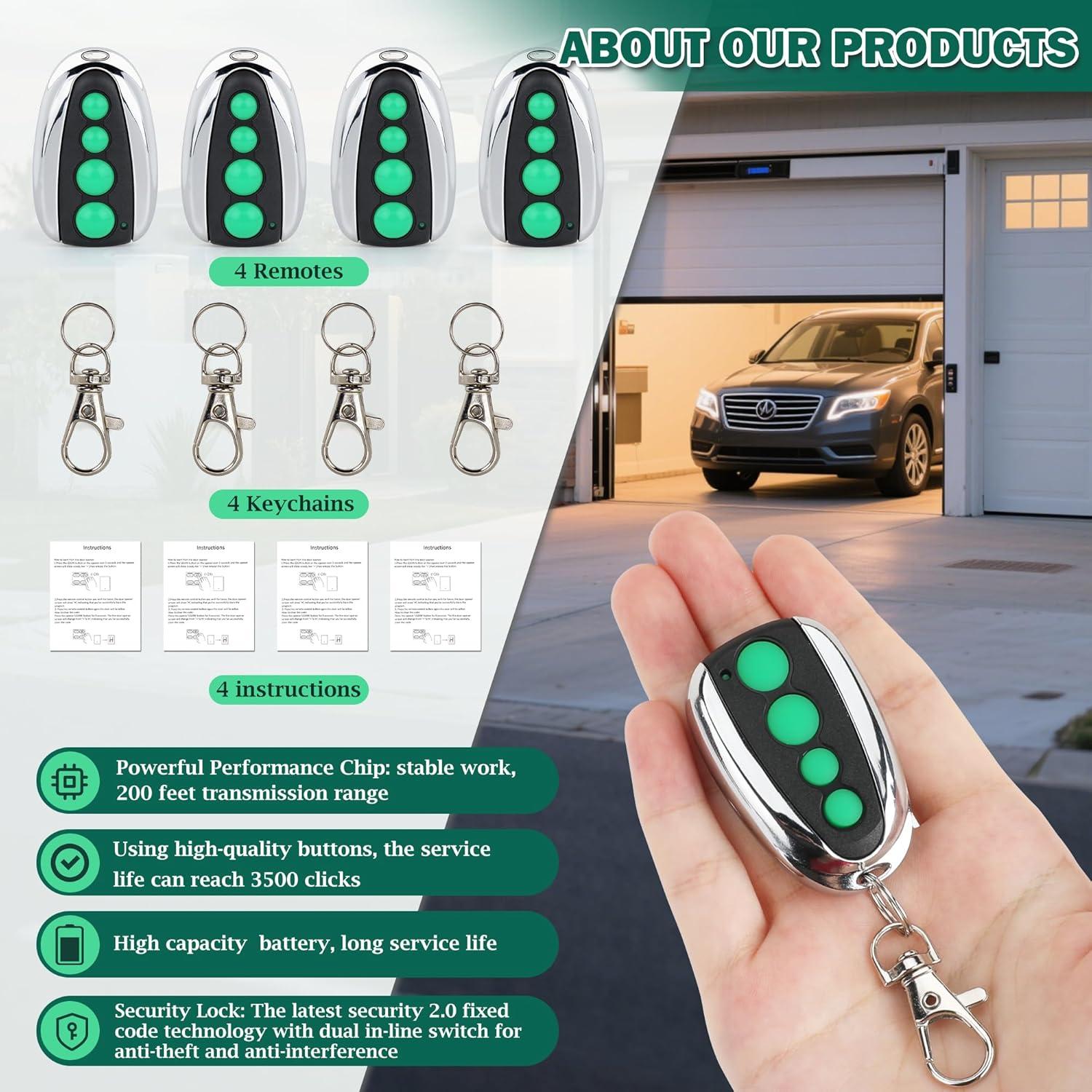 Control Remoto de Puerta M12 Qoroos 433.92 MHz 4 PCS