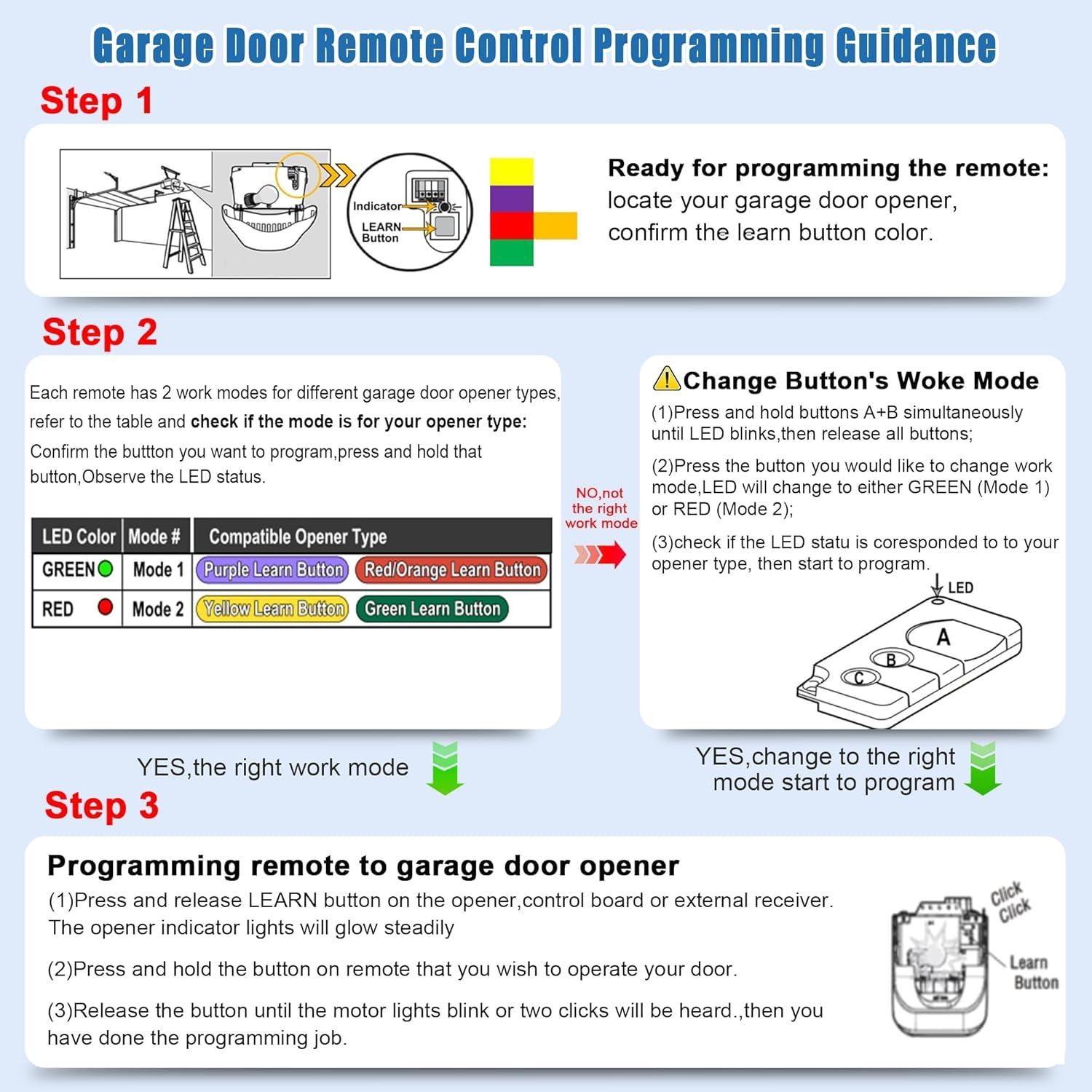Control Remoto NJCO para Abridor de Puerta de Garaje 3 Botones