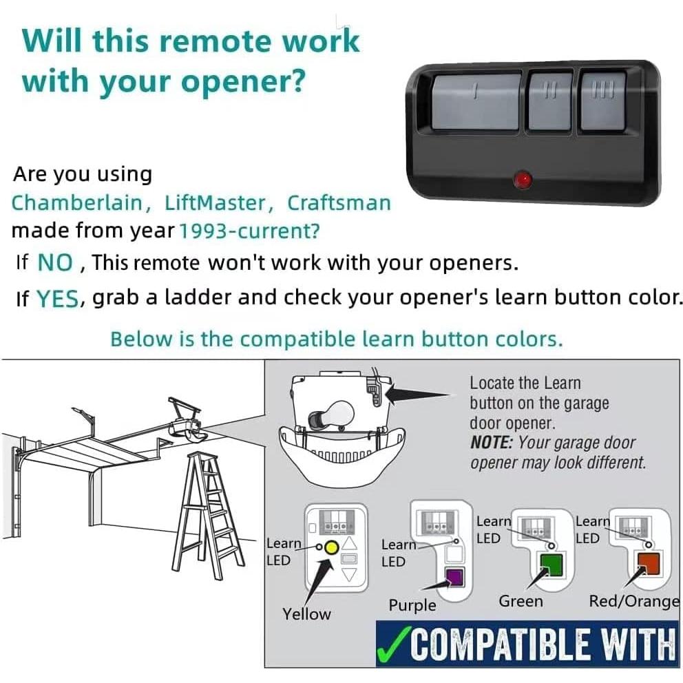 Control Remoto Universal para Puerta de Garaje Amtake 893LM