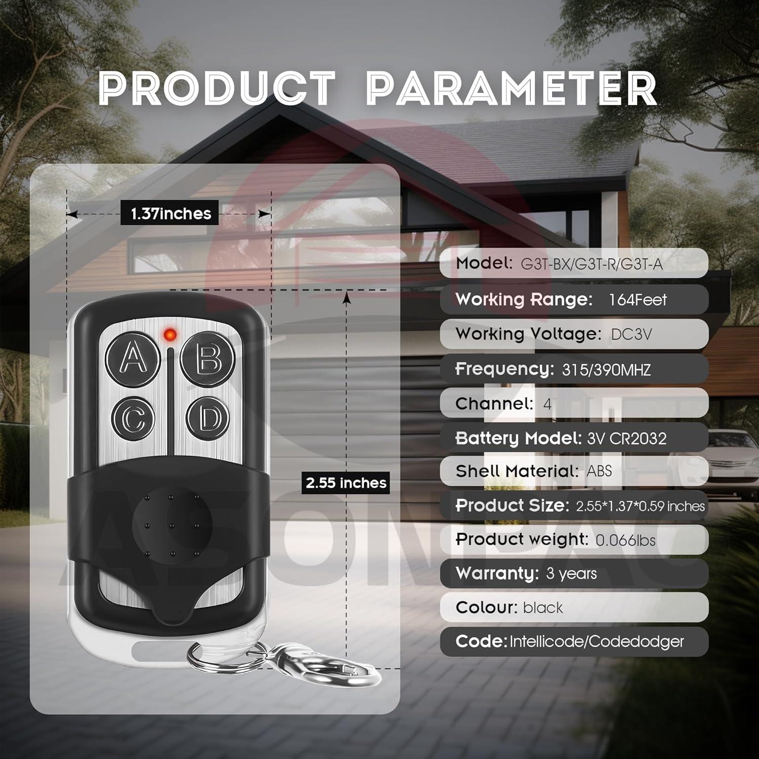 Control Remoto Reemplazo Genie G3T-R G3T-BX 50m Seguridad