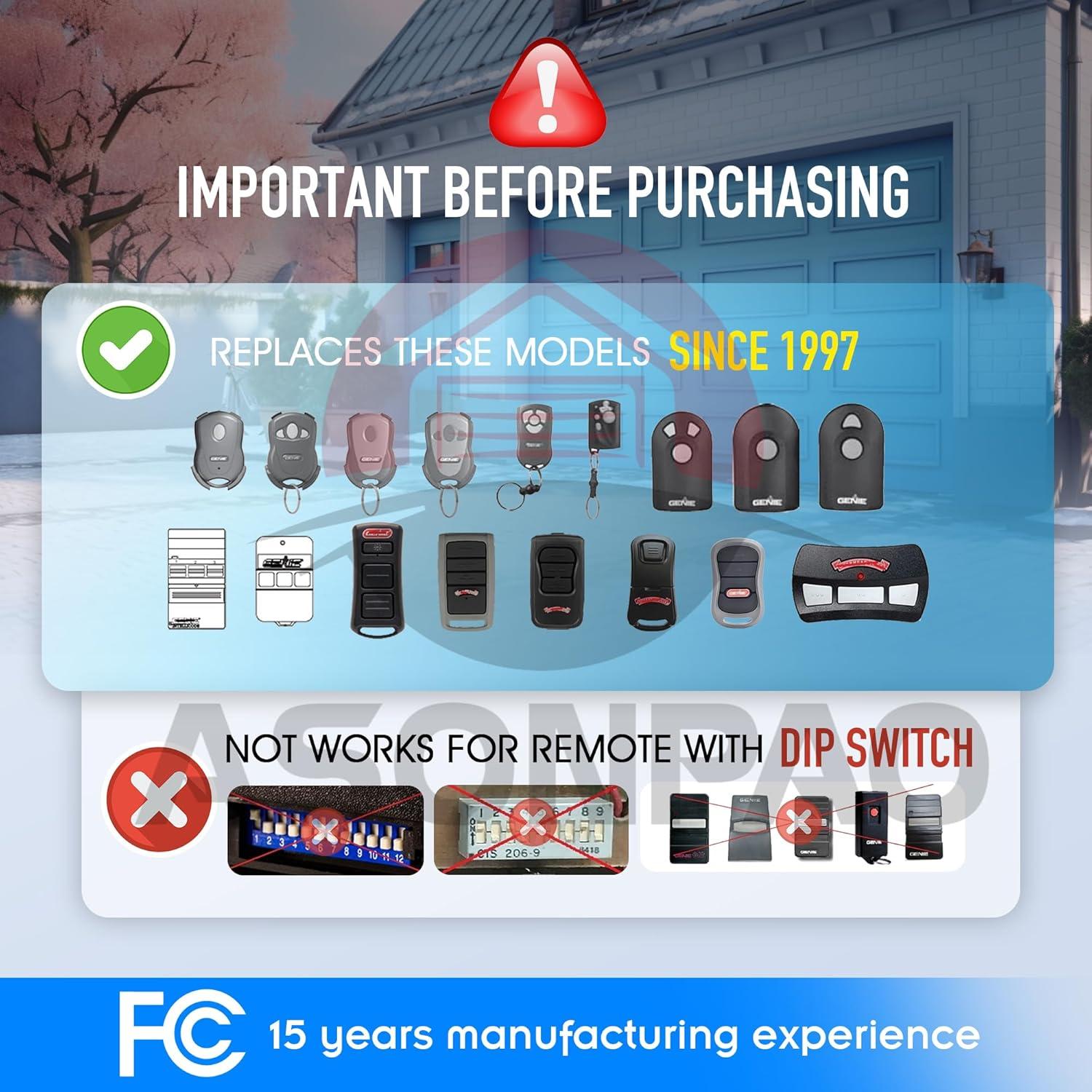 Abridor de Puerta de Garaje Remoto ASONPAO O3T-BX O3T-A 50m