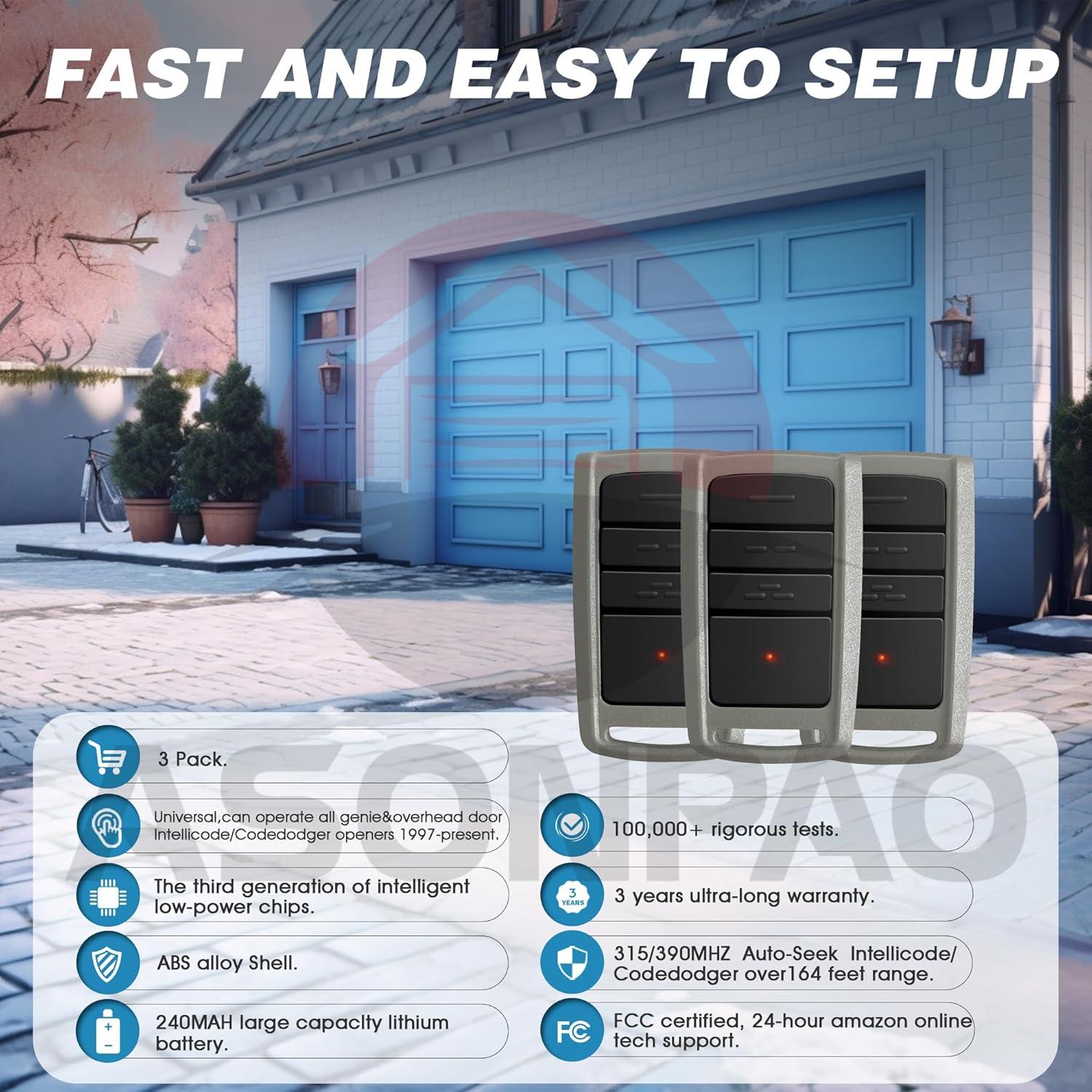 Abridor de Puerta de Garaje Remoto ASONPAO O3T-BX O3T-A 50m