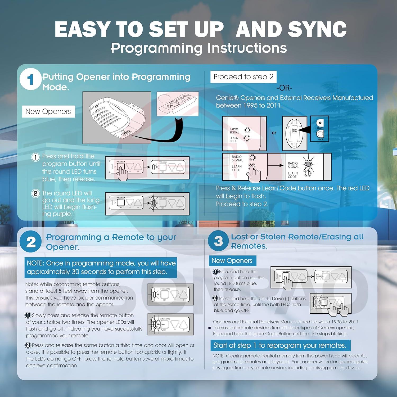 Abridor de Puerta de Garaje Remoto ASONPAO O3T-BX O3T-A 50m