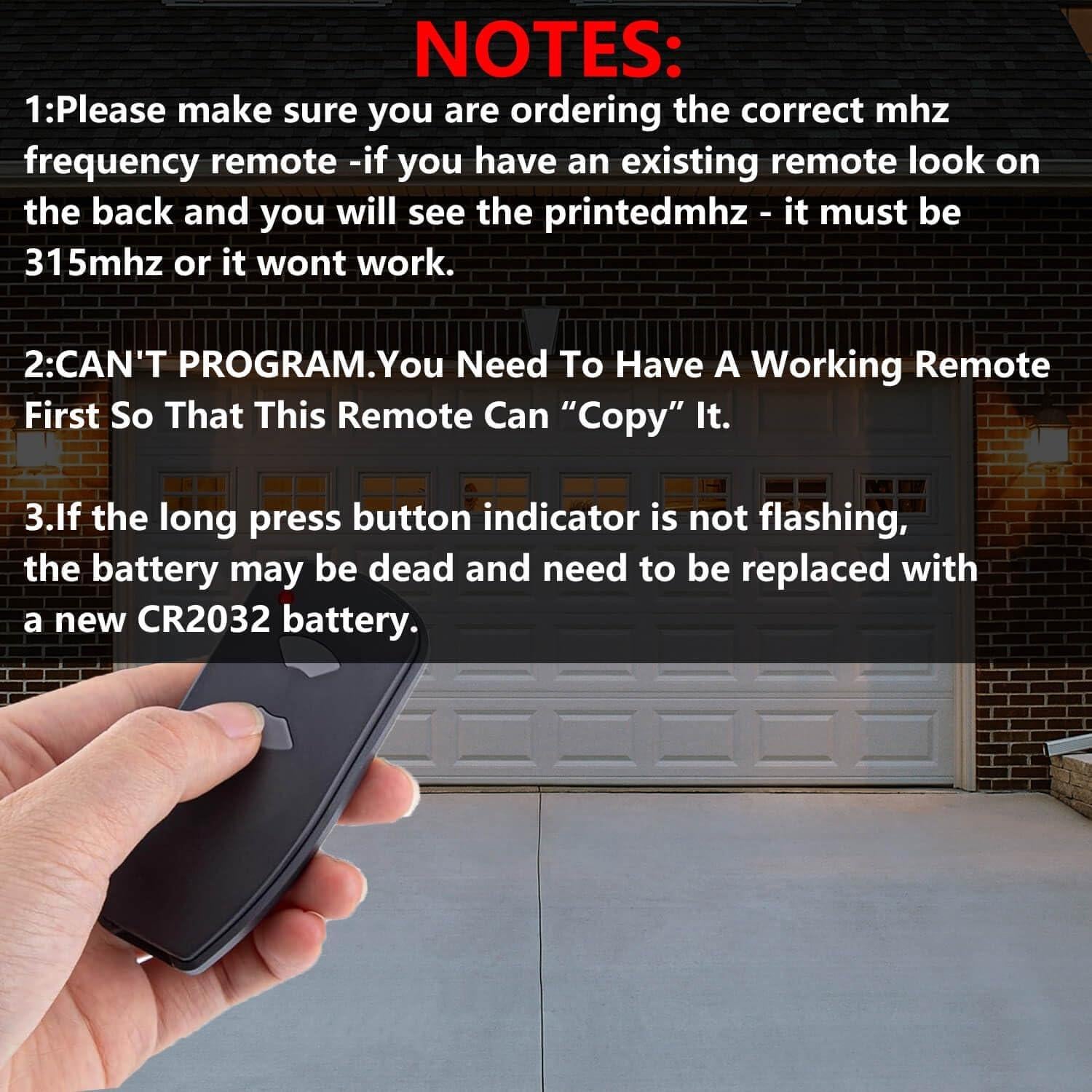 Control Remoto Duplicador para Garaje Marantec Martin 315MHz