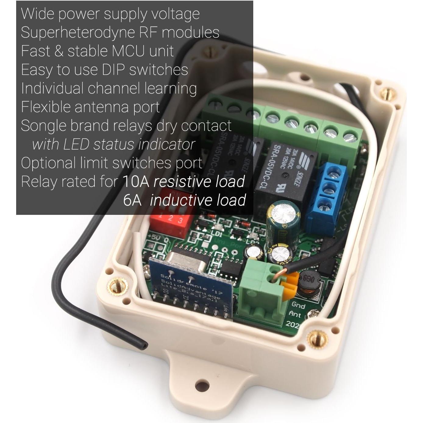 Control Remoto Inalámbrico Solidremote 12V-24V 2 Canales KIT-1