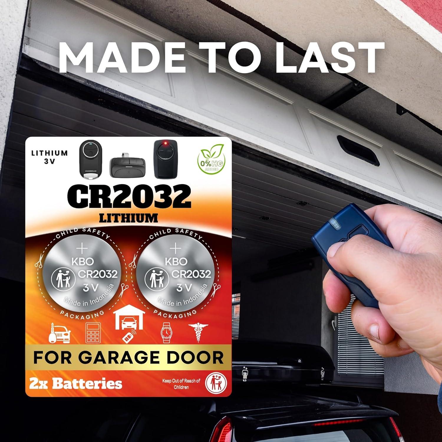 Baterías CR2032 de Litio - Paquete de 2 para Abridores de Garaje