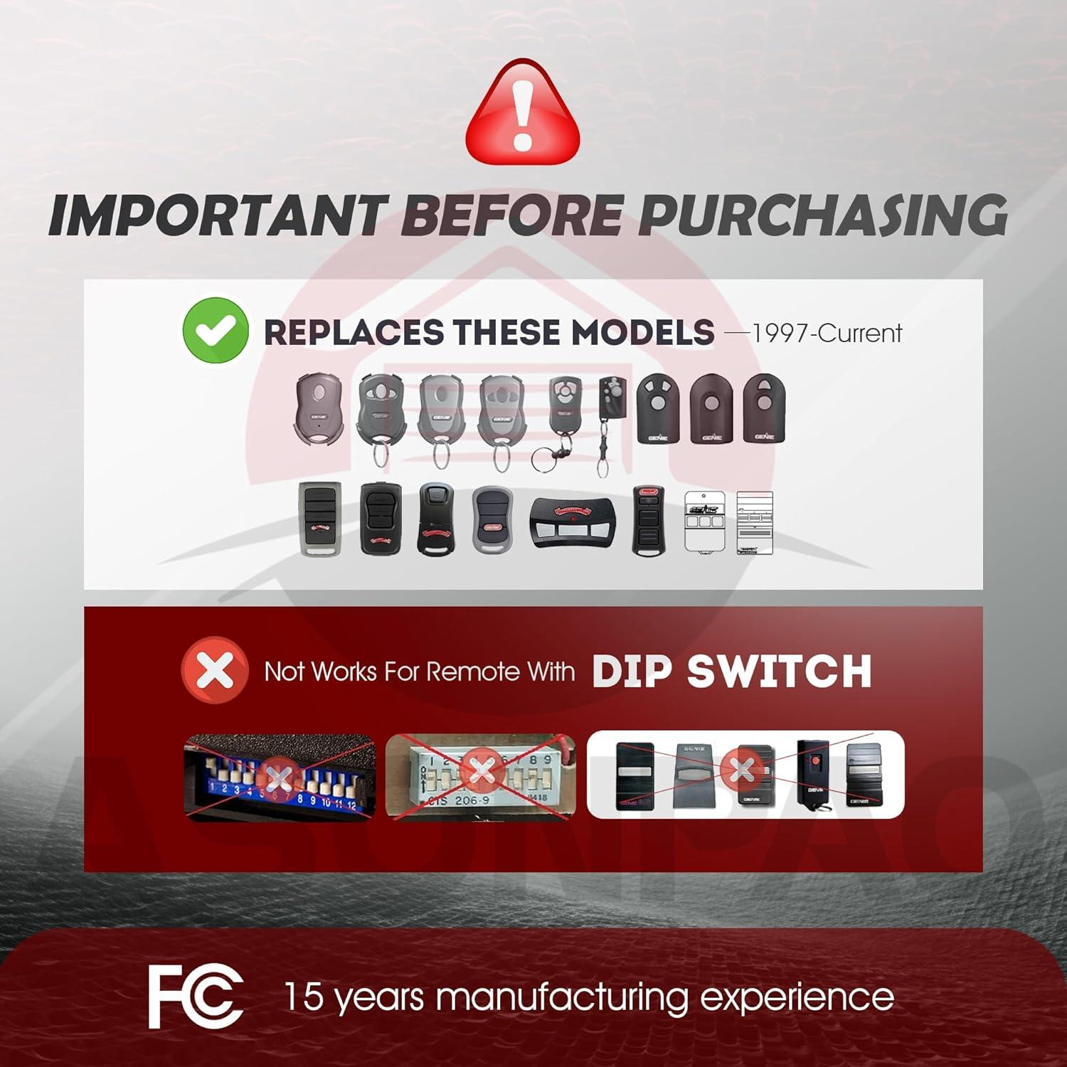 Control Remoto Genie G1T-BX/G1T-A para Puerta de Garaje