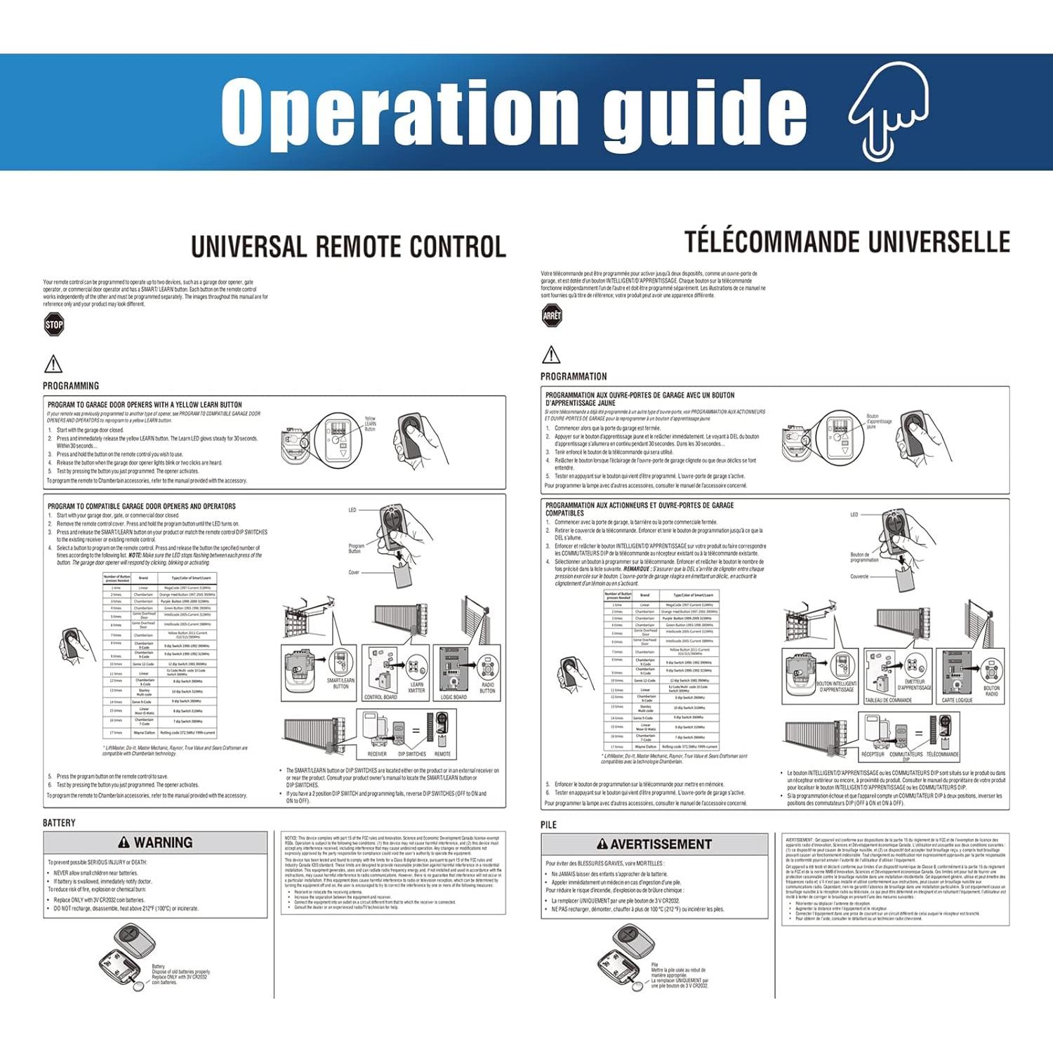 Control Remoto Universal 2 Botones XINAXDE para Garaje