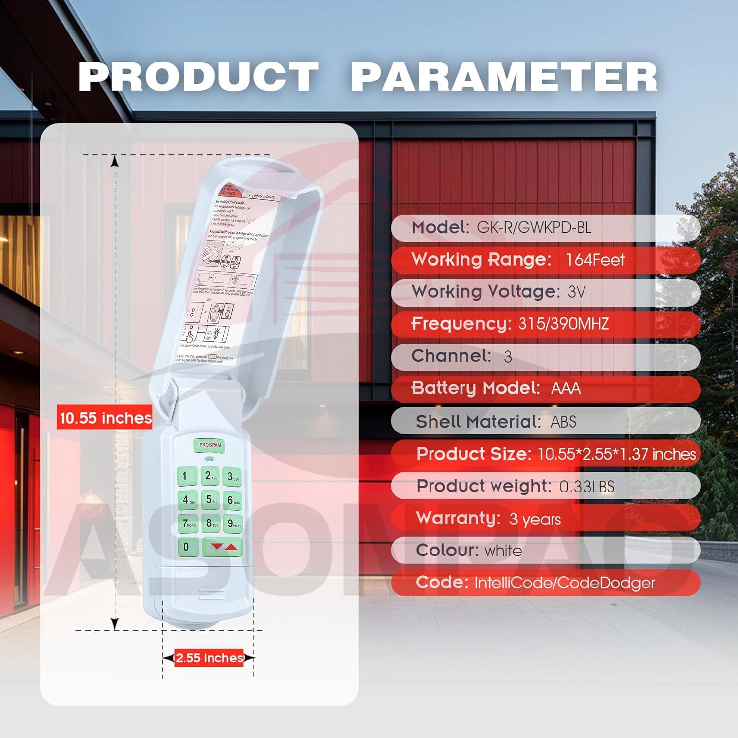 Teclado Inalámbrico Genie GK-R para Abridor de Garaje