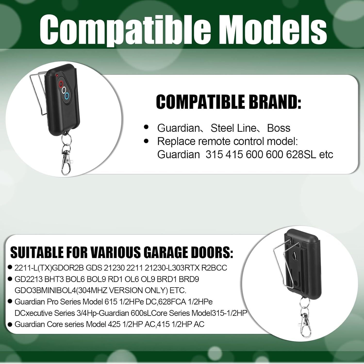 Control Remoto de Puerta de Garaje Kingdder 2 Pcs 3 Botones