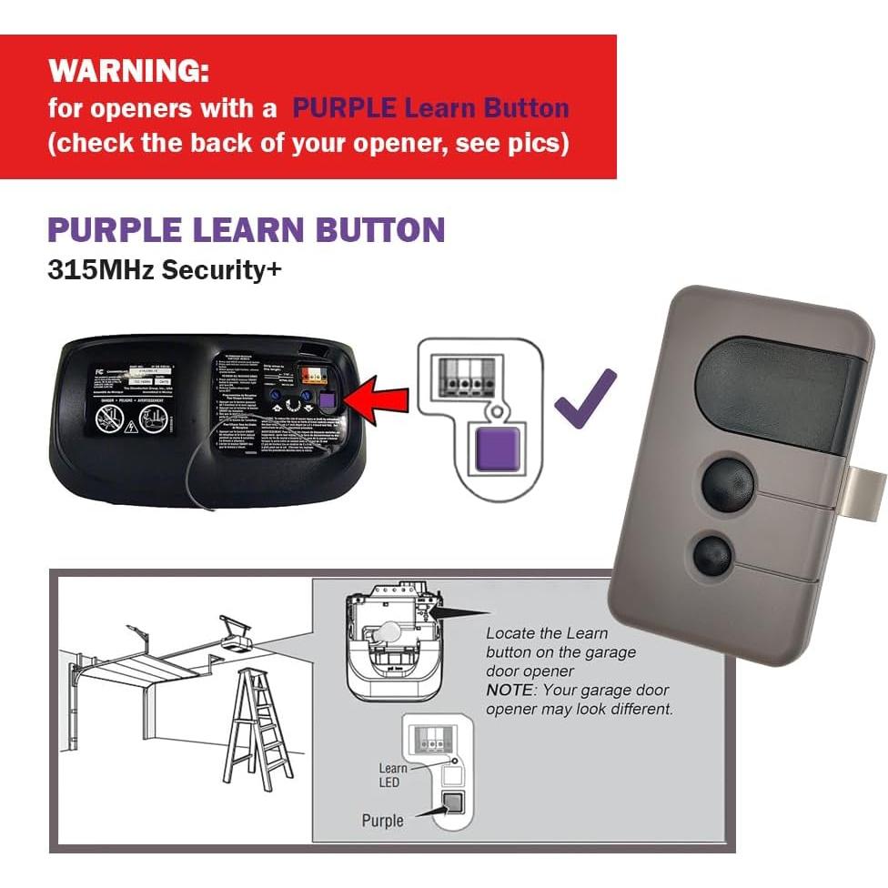 Control Remoto de Garaje CARMATOR 2 Piezas Púrpura