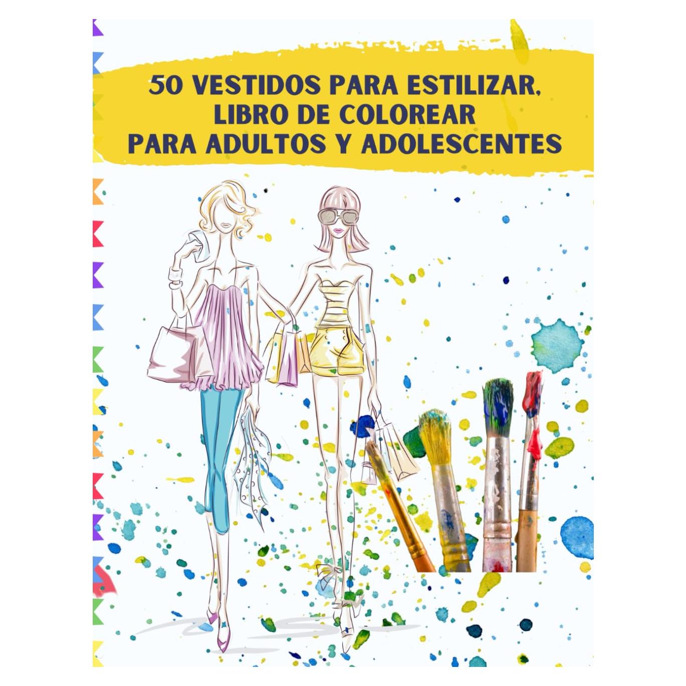50 vestidos para estilizar, Libro de colorear para adultos y adolescentes: Personaliza 50 elegantes vestidos, desde diseños clásicos hasta creaciones ... en el mundo de la moda (Spanish Edition)