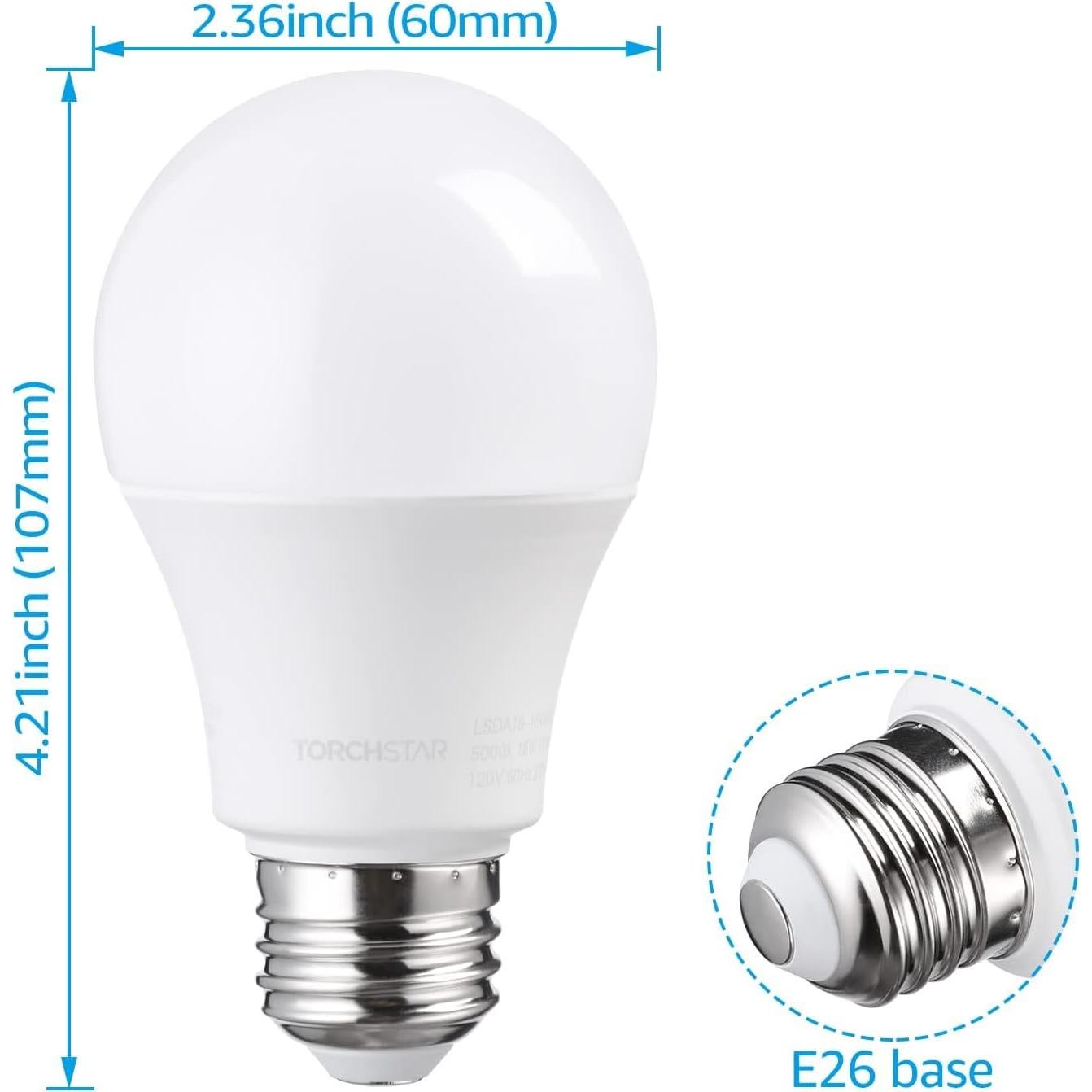 Bombilla LED 15W TORCHSTAR A19 Luz Diurna 1700lm E26 Paquete 2