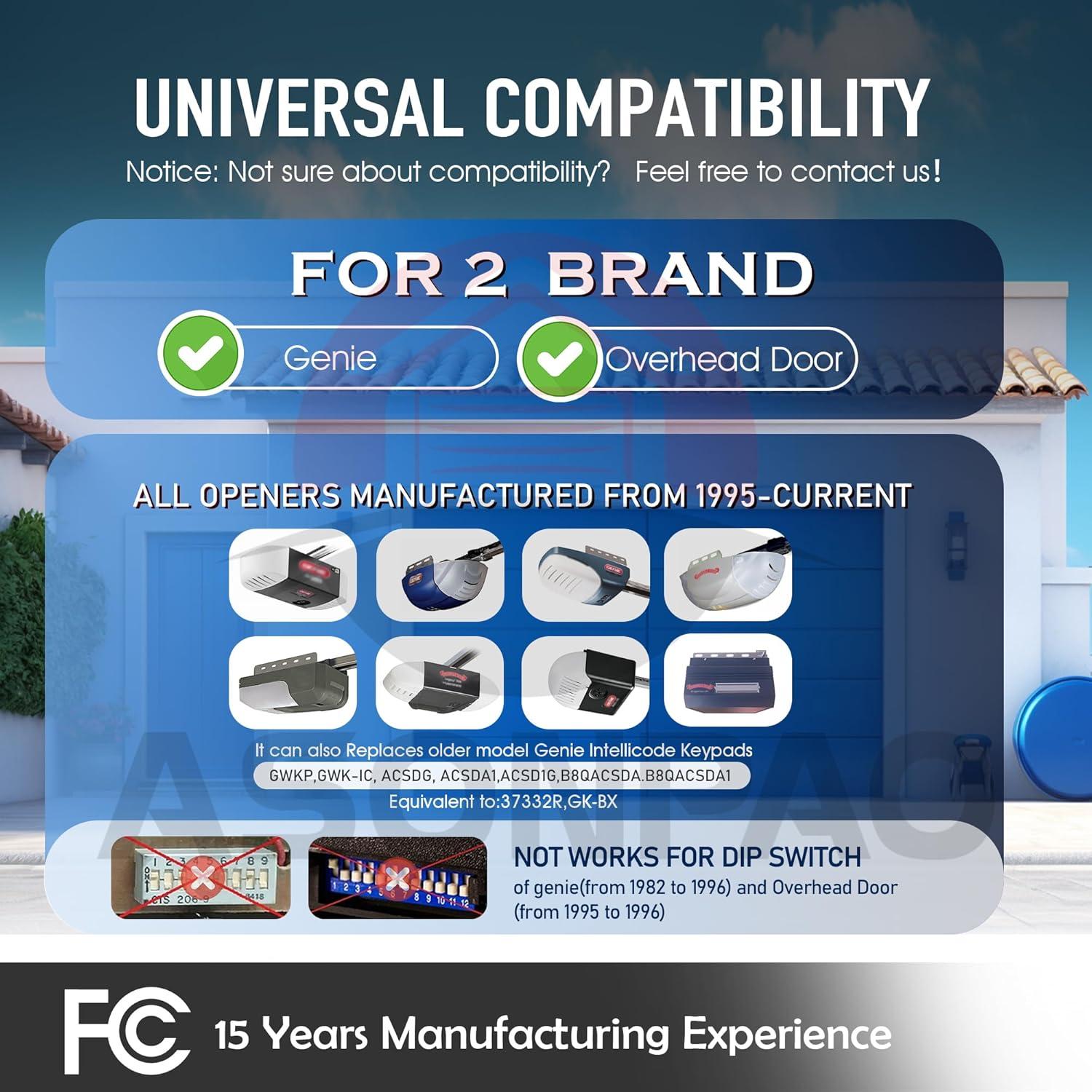 Teclado Inalámbrico Genie GK-BX para Abridor de Garaje 315/390MHz