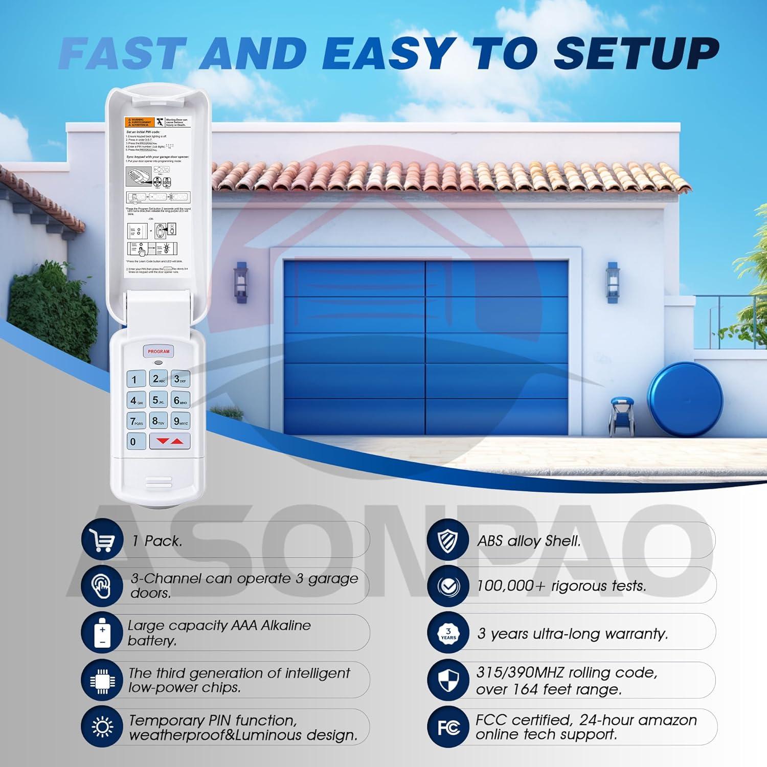 Teclado Inalámbrico Genie GK-BX para Abridor de Garaje 315/390MHz