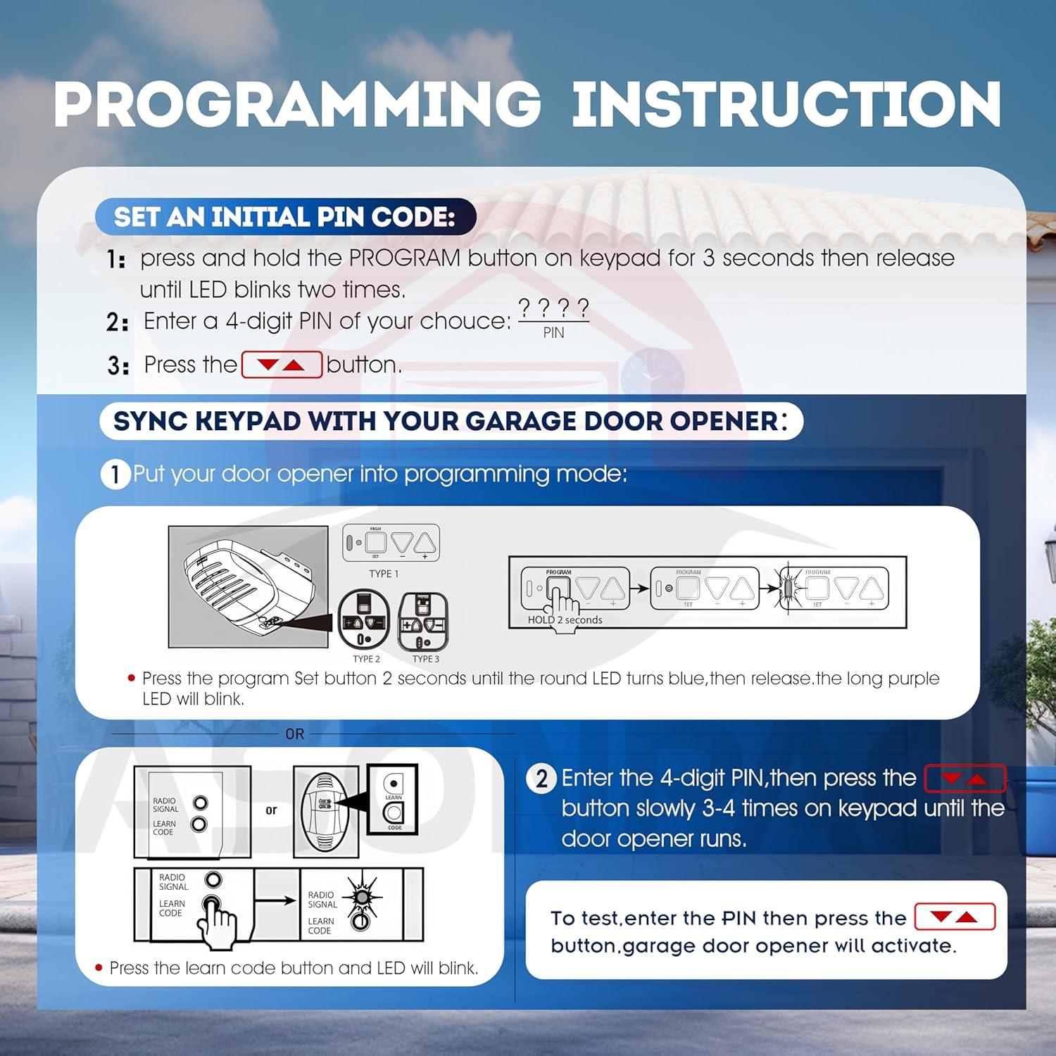 Teclado Inalámbrico Genie GK-BX para Abridor de Garaje 315/390MHz