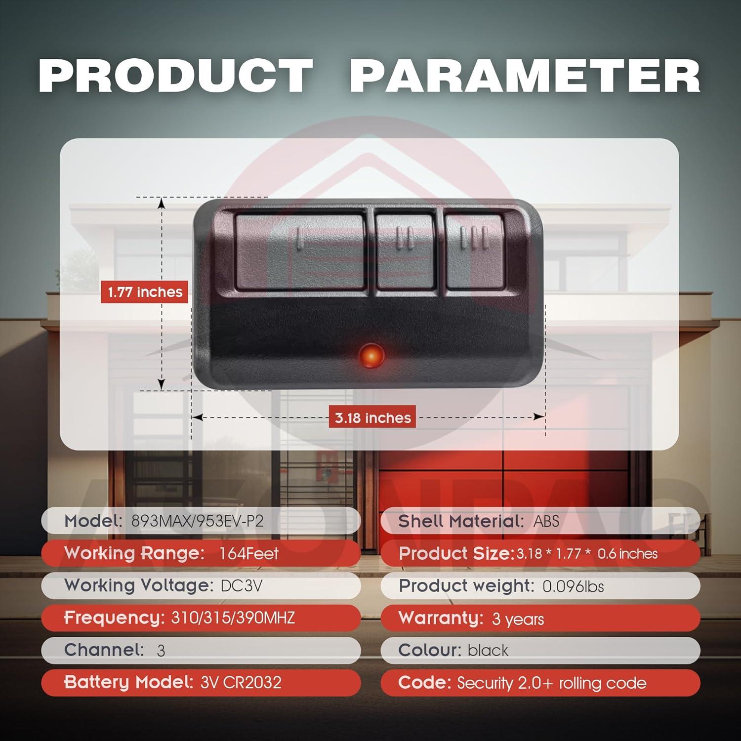 Control Remoto Universal Chamberlain 953EV para Garaje 50m