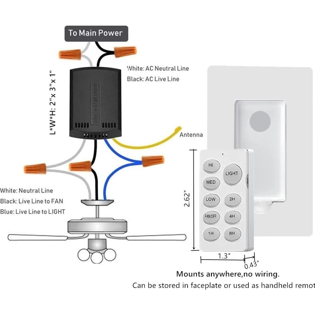 Kit Control Remoto Inalámbrico Nexete para Ventilador de Techo