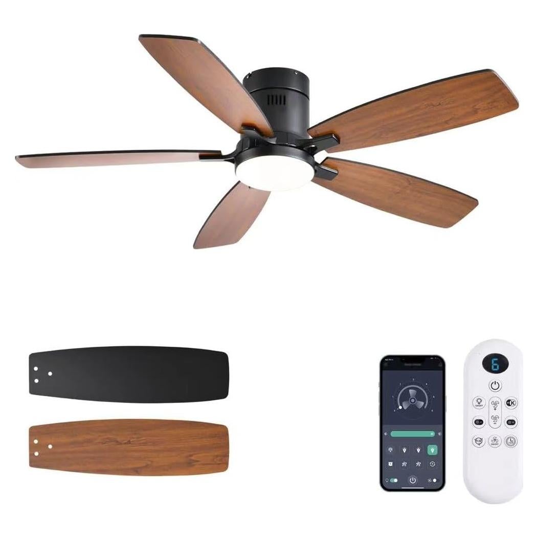 Ventilador de Techo FUMLTP 52" Marrón con Luz LED y Control Remoto