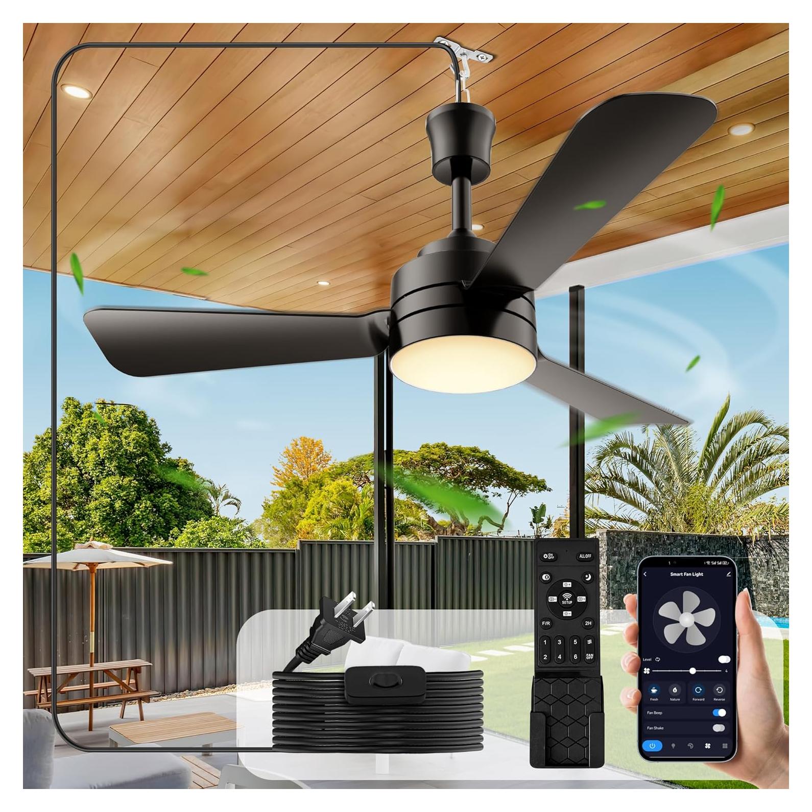 Ventilador de Techo LED PBLALA 28" con Control Remoto y Luz