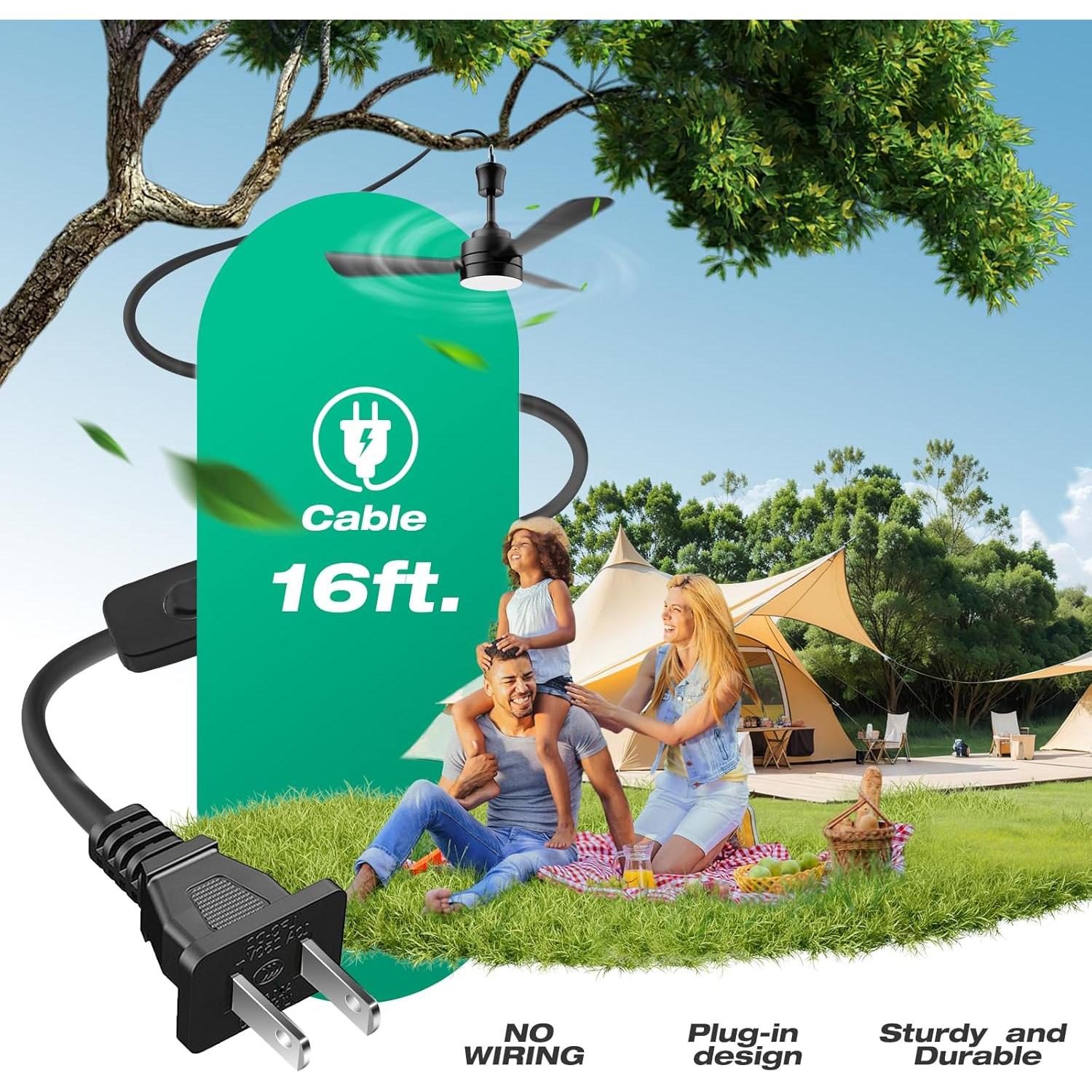 Ventilador de Techo LED PBLALA 28" con Control Remoto y Luz