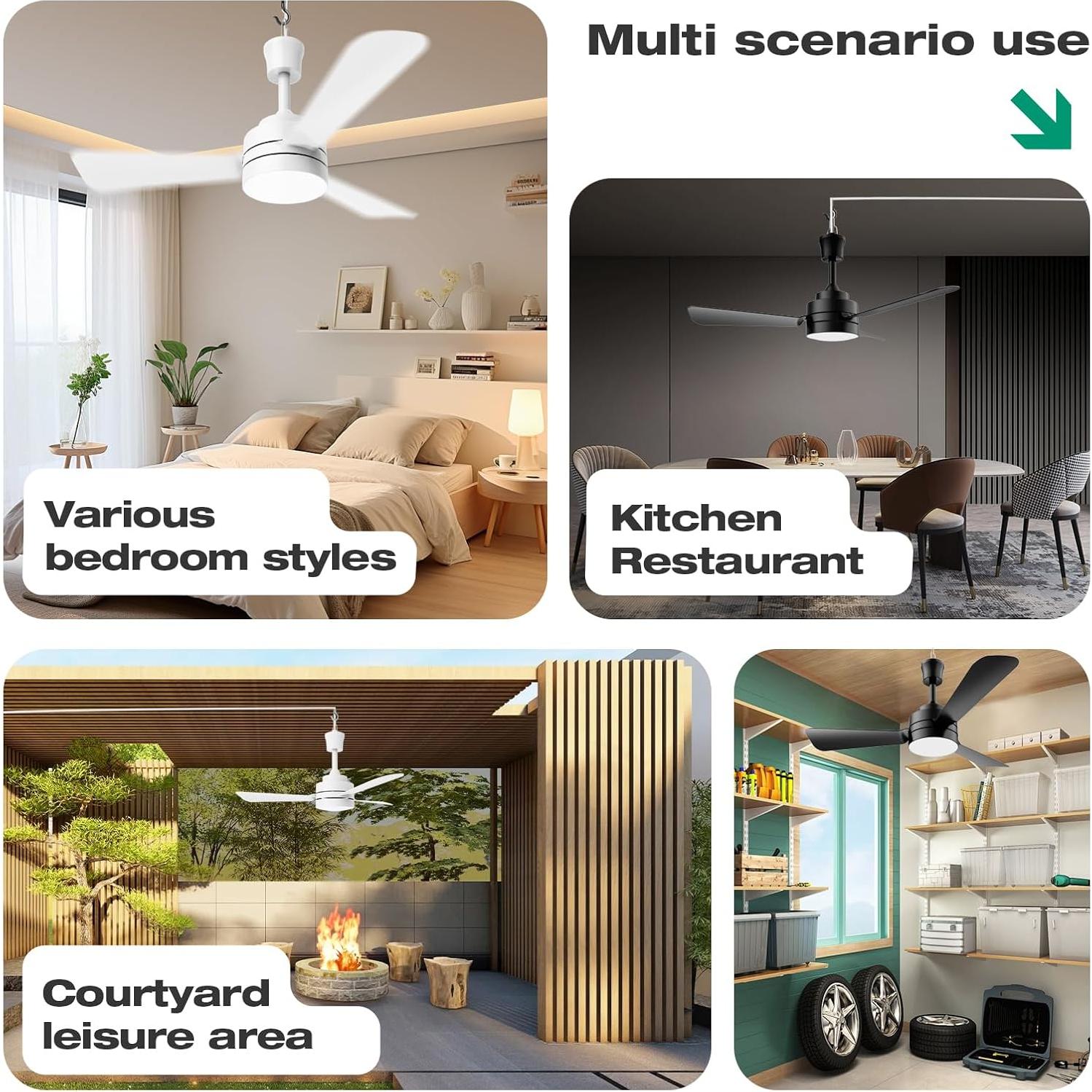 Ventilador de Techo LED PBLALA 28" con Control Remoto y Luz