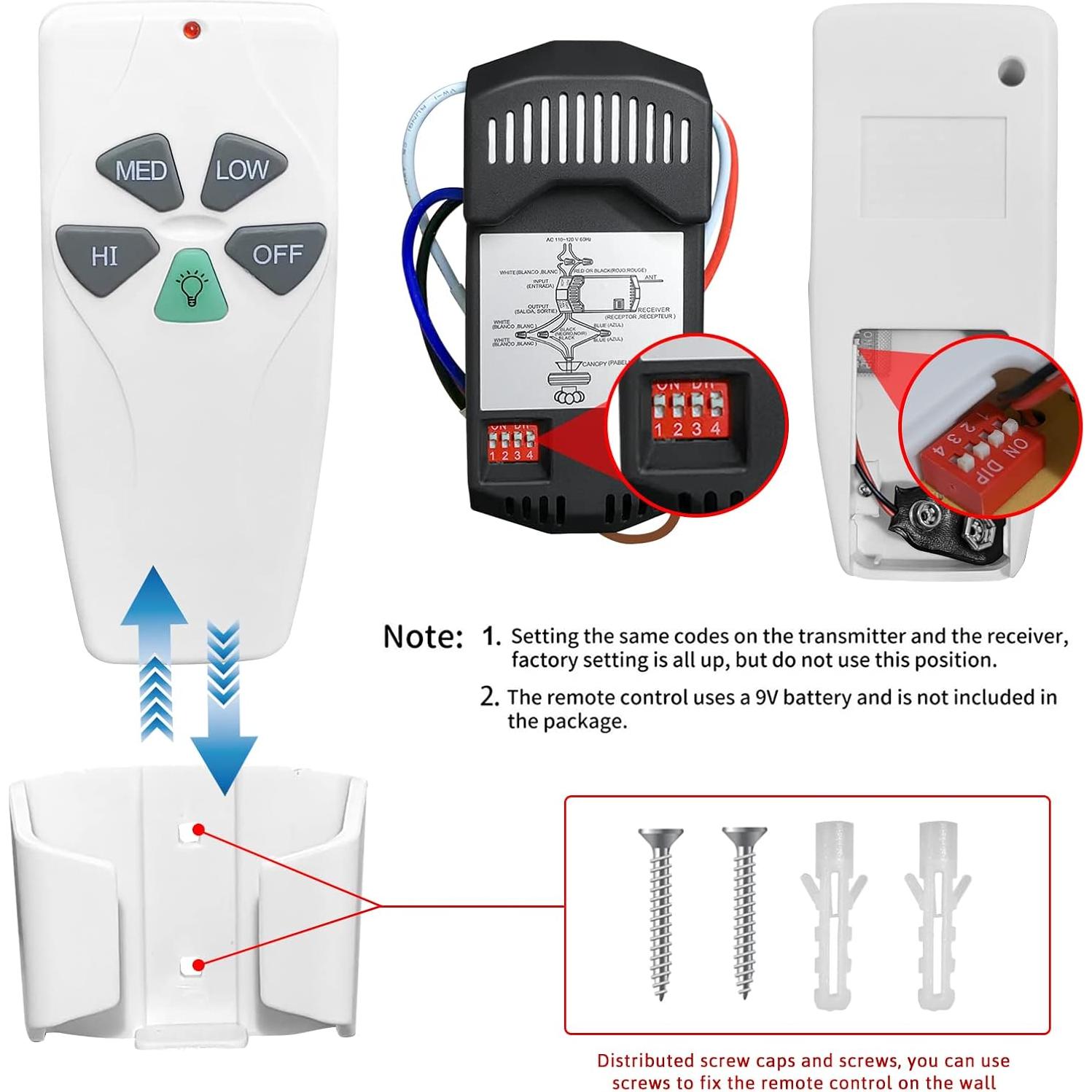 Control Remoto de Ventilador de Techo Aubric FAN53T 3 Velocidades