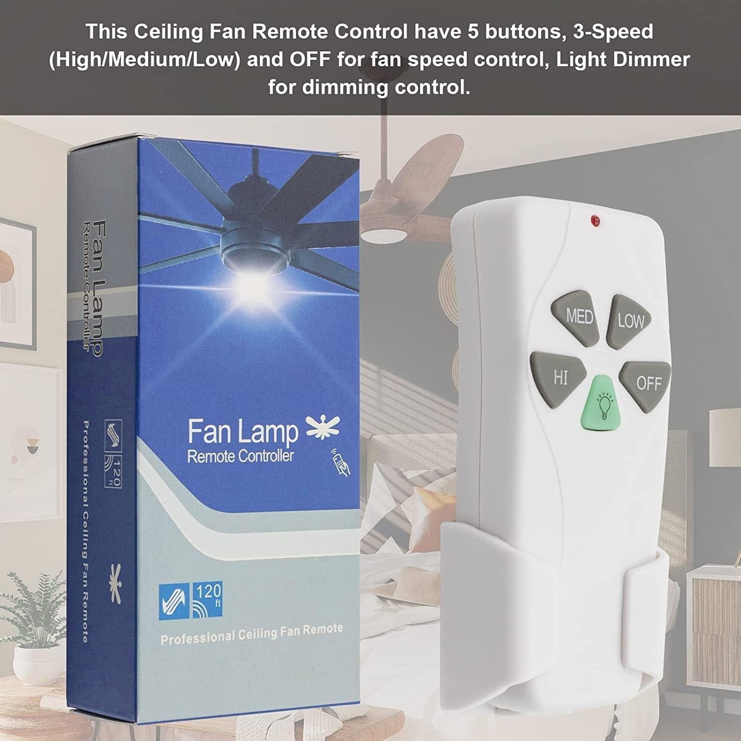 Control Remoto de Ventilador de Techo Aubric FAN53T 3 Velocidades