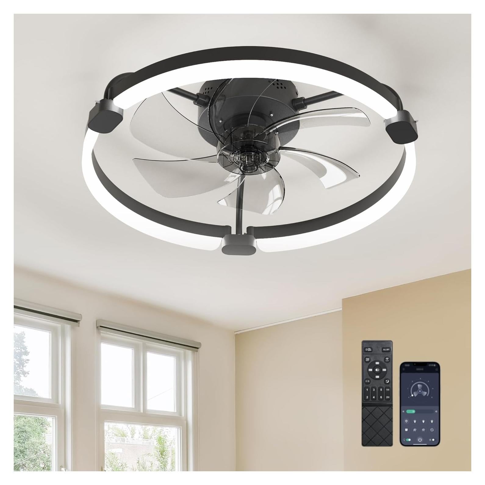 Ventilador de Techo Ensenior 20'' con Luz y Control Remoto - Negro