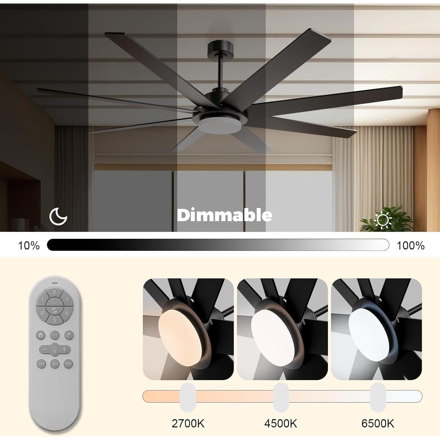 Ventilador de Techo BrilMaison 72" LED Control Remoto Silencioso