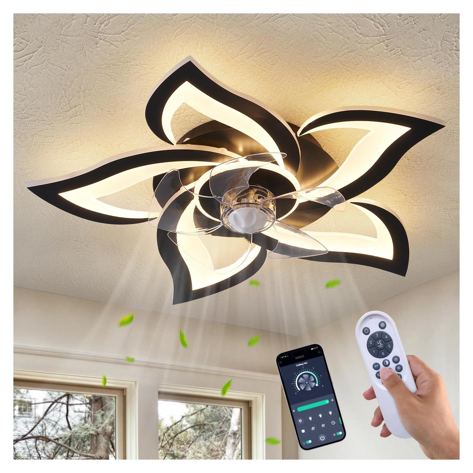 Ventilador de Techo Dalouguan 60 cm con Luz LED y Control Remoto