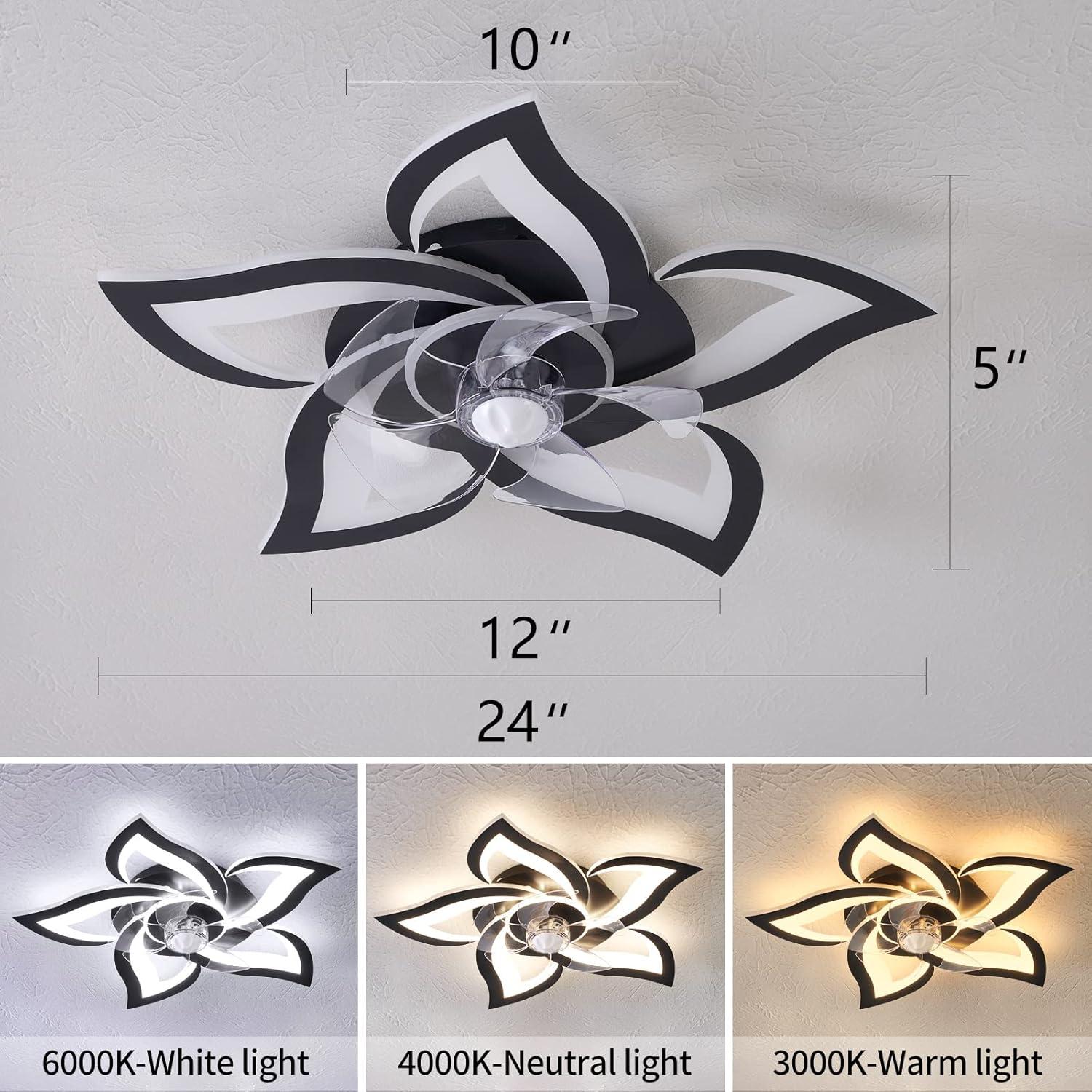 Ventilador de Techo Dalouguan 60 cm con Luz LED y Control Remoto