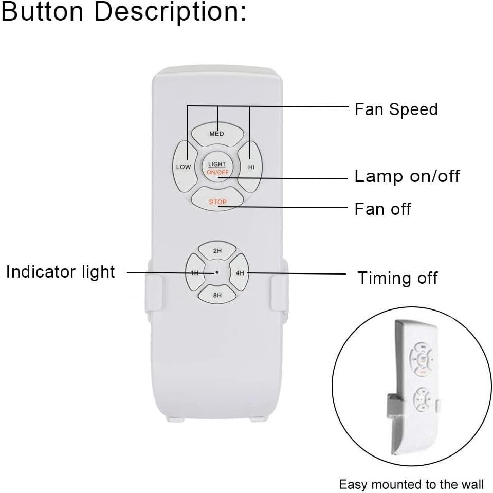 QIACHIP Control Remoto para Ventilador de Techo LED Inteligente