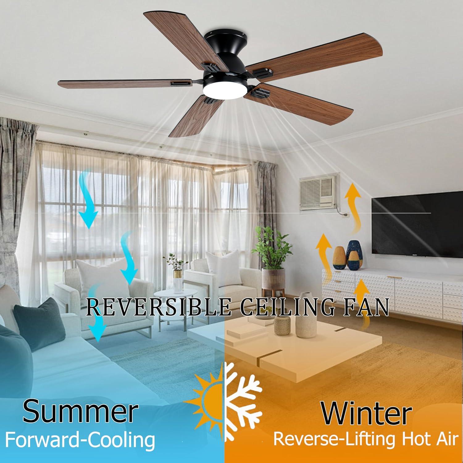 Ventilador de Techo KNUN 132 cm Marrón con Luz LED y Control Remoto