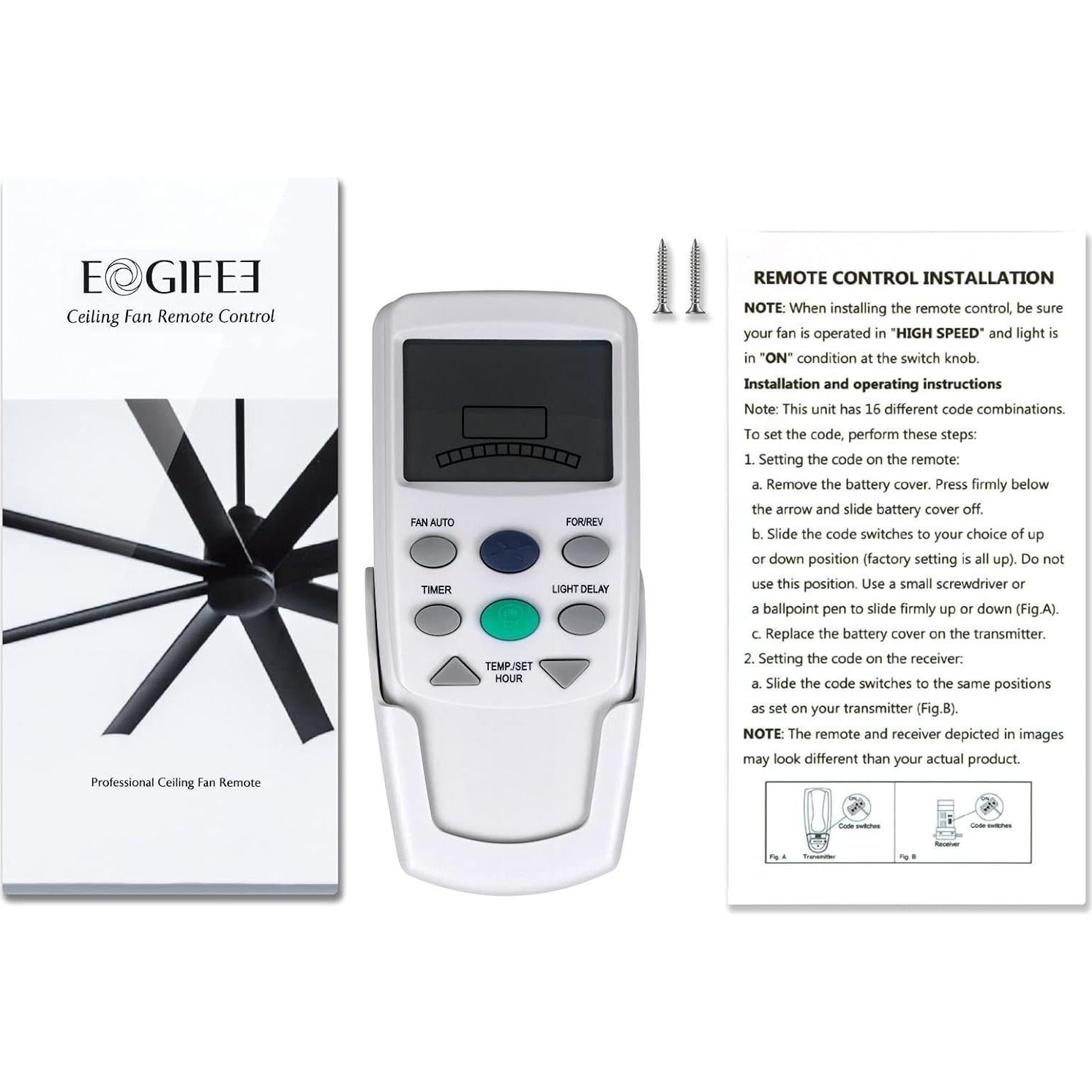 Control Remoto Ventilador de Techo Eogifee Fan-9T Termostático