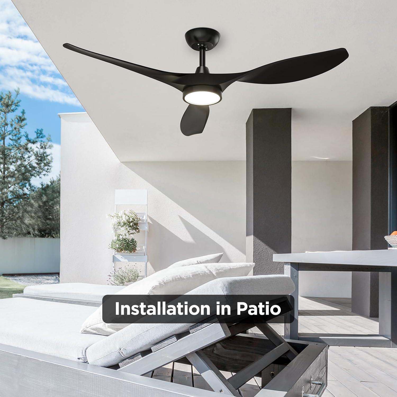 Ventilador de Techo Roomratv 52" Negro con Luz LED y Control Remoto