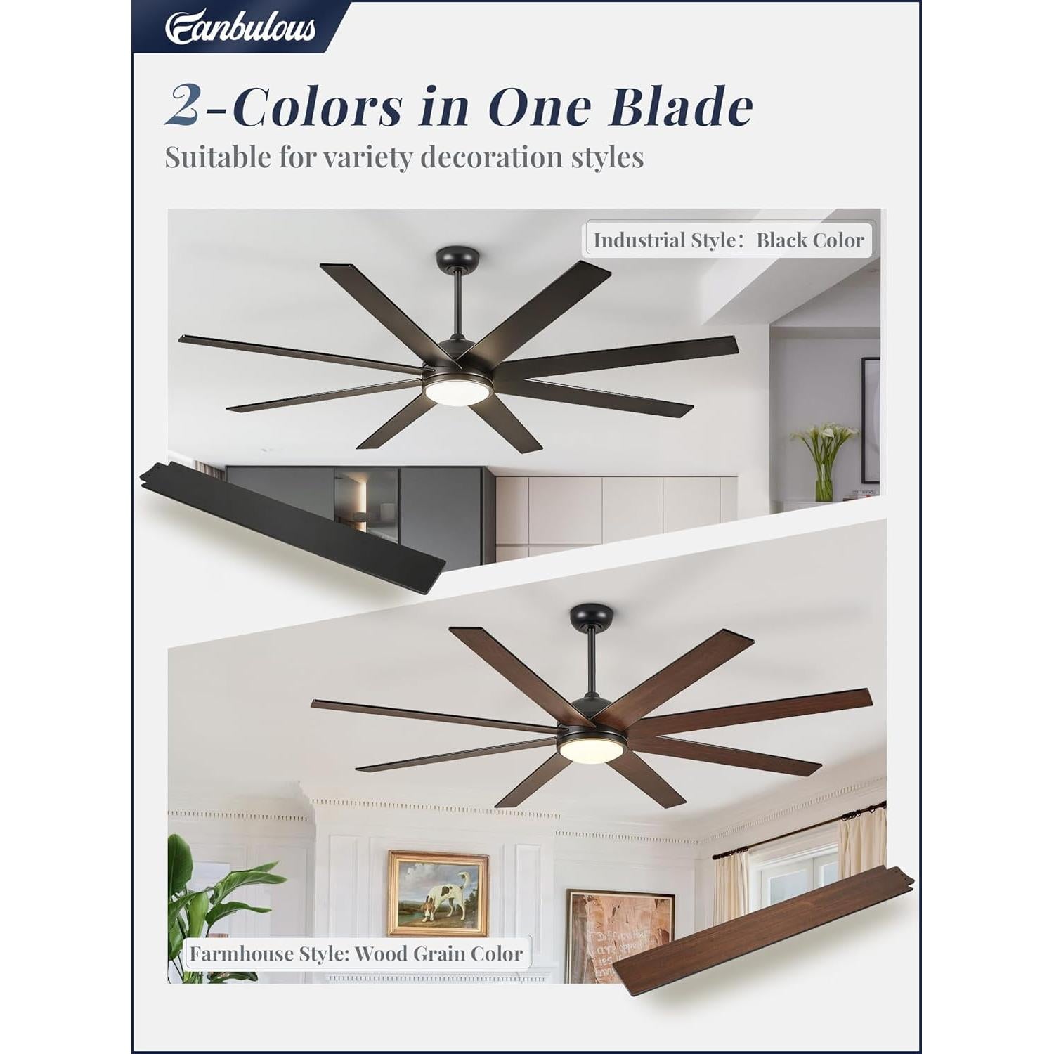 Ventilador de Techo Fanbulous 165 cm con Control Remoto y Luz LED