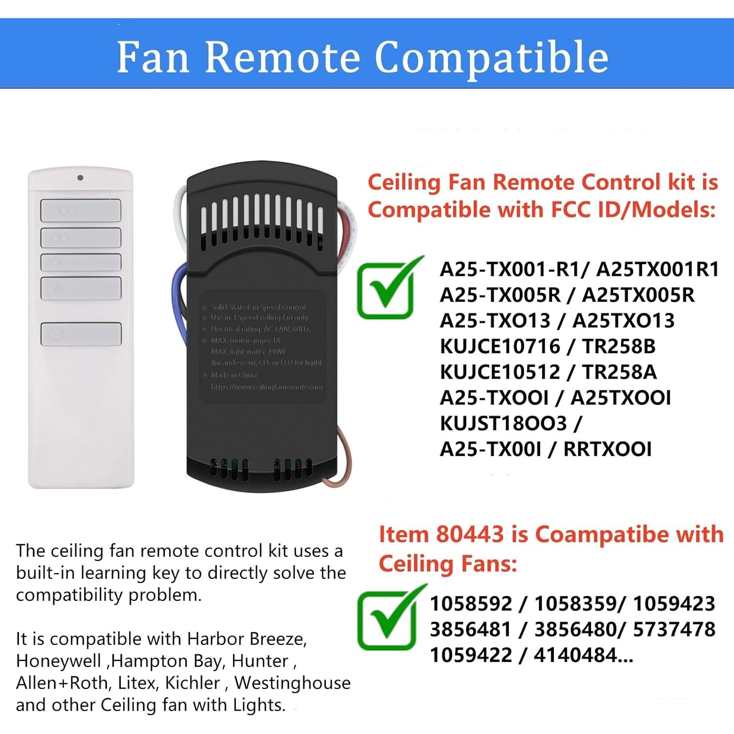 Control Remoto Universal para Ventilador de Techo UBORSY 3 Velocidades