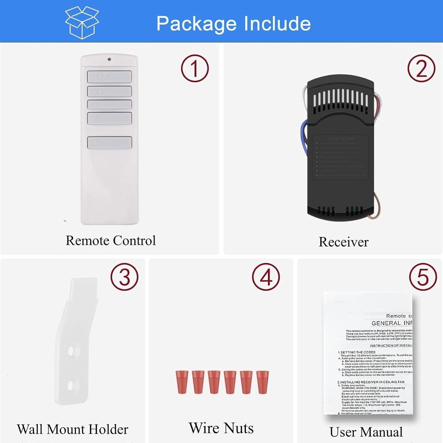 Control Remoto Universal para Ventilador de Techo UBORSY 3 Velocidades