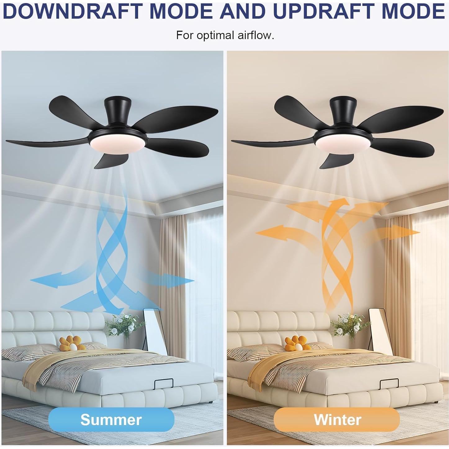 Ventilador de Techo PHORUS 48" Negro con Luz LED y Control Remoto